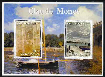 Kyrgyzstan 2001 Claude Monet perf sheetlet containing 2 values unmounted mint, stamps on arts, stamps on monet