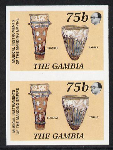 Gambia 1987 Musical Instruments 75b (Bugarab & Tabala) imperf pair as SG 686*, stamps on music, stamps on musical instruments
