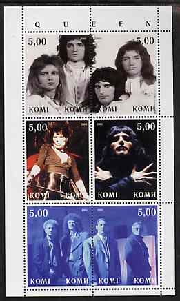 Komi Republic 2001 Queen (Pop Group) perf sheetlet containing 6 values unmounted mint, stamps on personalities, stamps on entertainments, stamps on music, stamps on pops, stamps on rock