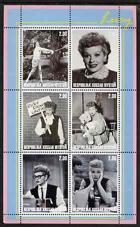 South Ossetia Republic 2001 Lucy (Lucille Ball) perf sheetlet containing 6 values unmounted mint, stamps on personalities, stamps on films, stamps on cinema, stamps on entertainments, stamps on movies, stamps on women