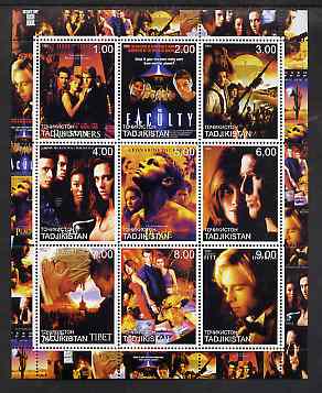 Tadjikistan 2000 Movies Scenes perf sheetlet containing complete set of 9 values unmounted mint, stamps on , stamps on  stamps on films, stamps on  stamps on cinema, stamps on  stamps on entertainments, stamps on  stamps on movies
