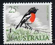Australia 1966-73 Robin 25c from decimal def set unmounted mint, SG 396, stamps on birds