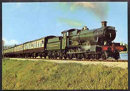 Postcard by Dennis - full colour showing GWR Manor Class 4-6-0 No. 7827 Lydham Manor', mint & very fine, stamps on railways