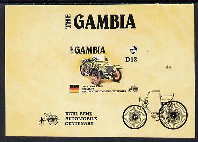 Gambia 1987 Ameripex (Benz Motor Car Centenary) imperf m/sheet (1924 Steiger 10/50) from the Format archive imperf proof sheet unmounted mint, as SG MS 658, stamps on , stamps on  stamps on cars, stamps on  stamps on stamp exhibitions, stamps on  stamps on steiger