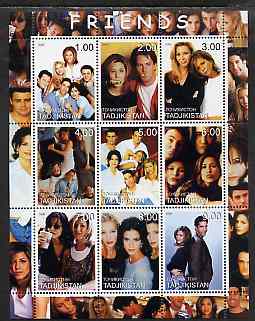 Tadjikistan 2000 Friends (TV Series) perf sheetlet containing 9 values unmounted mint, stamps on entertainments, stamps on  tv , stamps on 