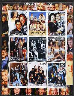 Tadjikistan 2000 Melrose Place (TV Series) perf sheetlet containing 9 values unmounted mint, stamps on entertainments, stamps on  tv , stamps on 