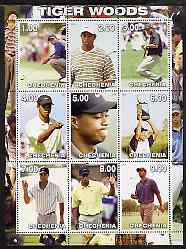 Chechenia 2000 Tiger Woods perf sheetlet containing 9 values unmounted mint, stamps on personalities, stamps on golf, stamps on sport