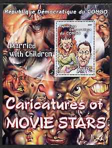 Congo 2001 Caricatures of Movie Stars - Married With Children perf souvenir sheet unmounted mint , stamps on personalities, stamps on entertainments, stamps on films, stamps on cinema, stamps on movies