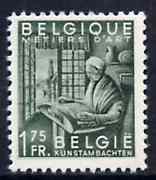Belgium 1948-49 Woman Making Lace 1f75 grey-green (from Industry set) unmounted mint SG1220*, stamps on lace, stamps on 