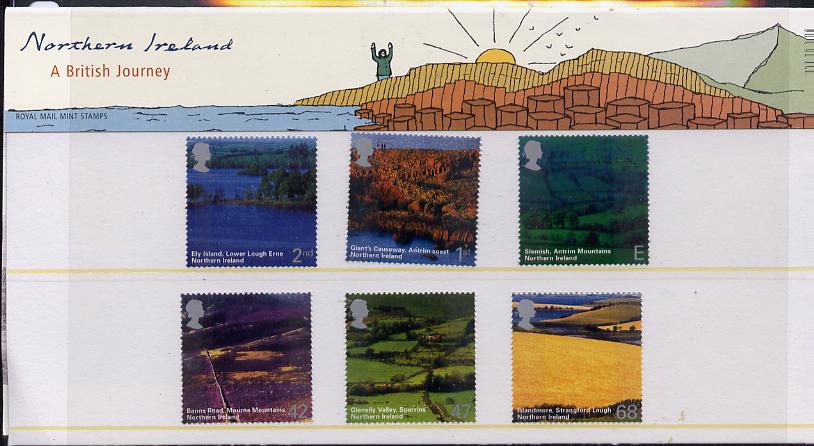 Great Britain 2004 A British Journey - Northern Ireland set of 6 in official presentation pack unmounted mint SG 2439-44, stamps on tourism, stamps on mountains