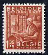 Belgium 1948-49 Woman Making Lace 1f35 red-brown (from Industry set) unmounted mint SG1219*, stamps on lace, stamps on 