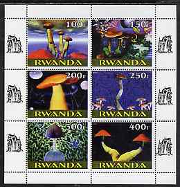Rwanda 1999 Fungi perf sheetlet containing 6 values unmounted mint , stamps on fungi