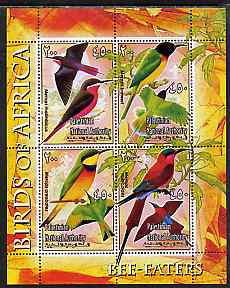 Palestine (PNA) 2005 Birds of Africa - Bee Eaters perf sheetlet containing 4 values each with Scout Logo unmounted mint. Note this item is privately produced and is offered purely on its thematic appeal, stamps on birds, stamps on scouts