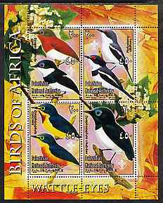Palestine (PNA) 2005 Birds of Africa - Wattle Eyes perf sheetlet containing 4 values each with Scout Logo unmounted mint. Note this item is privately produced and is offered purely on its thematic appeal, stamps on birds, stamps on scouts