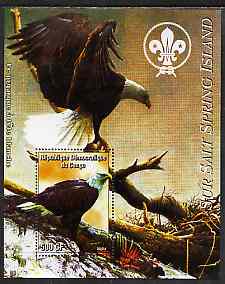 Congo 2004 Birds - Sur Salt Spring Island perf s/sheet with Scout Logo in background unmounted mint , stamps on birds, stamps on birds of prey, stamps on eagles, stamps on scouts