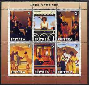 Eritrea 2001 Art of Jack Vettriano #1 perf sheetlet containing 6 values unmounted mint, stamps on arts, stamps on umbrellas