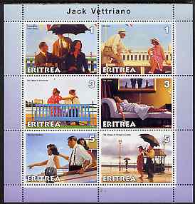 Eritrea 2001 Art of Jack Vettriano #2 perf sheetlet containing 6 values unmounted mint, stamps on arts, stamps on umbrellas