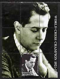 Tadjikistan 2000 World Chess Champions - Jose Capablanca perf s/sheet unmounted mint, stamps on personalities, stamps on chess