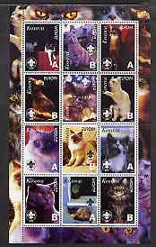 Kosova 2000 Europa - Domestic Cats perf sheetlet containing set of 12 values each with Scout Logo unmounted mint , stamps on cats, stamps on scouts, stamps on europa