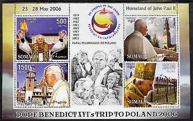 Somalia 2006 Pope Benedict's Trip to Poland perf sheetlet #2 containing 4 values unmounted mint, stamps on , stamps on  stamps on personalities, stamps on  stamps on pope, stamps on  stamps on 