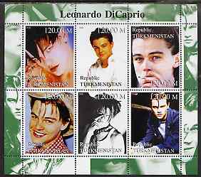 Turkmenistan 2000 Leonardo Di Caprio perf sheetlet containing 6 values unmounted mint, stamps on films, stamps on cinema, stamps on personalities, stamps on entertainments, stamps on 