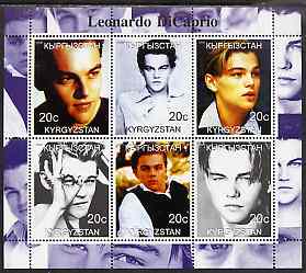 Kyrgyzstan 2000 Leonardo Di Caprio perf sheetlet containing 6 values unmounted mint, stamps on films, stamps on cinema, stamps on personalities, stamps on entertainments, stamps on 