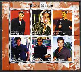 Tadjikistan 2000 Ricky Martin perf sheetlet containing 6 values unmounted mint, stamps on , stamps on  stamps on personalities, stamps on  stamps on entertainments, stamps on  stamps on music, stamps on  stamps on pops