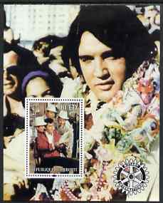 Djibouti 2004 Elvis Presley #1 perf s/sheet with Rotary Logo, unmounted mint, stamps on music, stamps on personalities, stamps on elvis, stamps on entertainments, stamps on films, stamps on cinema, stamps on rotary