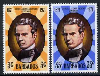 Barbados 1971 Death Centenary of Samuel Jackman Prescod (politician) perf set of 2 unmounted mint, SG 434-5, stamps on personalities, stamps on constitutions