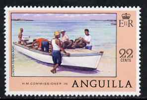 Anguilla 1977-78 Lobster Fishing Boat 22c (from def set) unmounted mint, SG 283, stamps on fish, stamps on fishing, stamps on marine life, stamps on ships, stamps on food