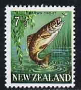 New Zealand 1967-70 Brown Trout 7.5c wmk upright (from def set) unmounted mint, SG 871a*, stamps on fish, stamps on trout