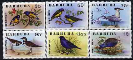 Barbuda 1976 Birds set of 6 overprinted SPECIMEN, SG 262-7s unmounted mint, stamps on birds, stamps on tern    