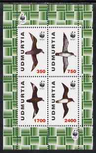 Udmurtia Republic 1998 WWF - Birds perf sheetlet containing complete set of 4 unmounted mint, stamps on birds, stamps on  wwf , stamps on 