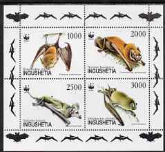 Ingushetia Republic 1997 WWF - Bats perf sheetlet containing complete set of 4 unmounted mint, stamps on , stamps on  wwf , stamps on animals, stamps on mammals, stamps on bats