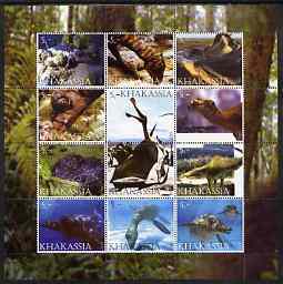 Chakasia 2003 Pre historic Life perf sheetlet containing 12 values unmounted mint, stamps on dinosaurs