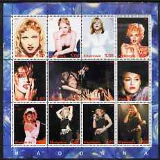 Chakasia 2000 Madonna perf sheetlet containing 12 values unmounted mint, stamps on personalities, stamps on music, stamps on pops, stamps on women