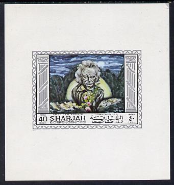 Sharjah 1968 American Artists imperf sheetlet containing 40 Dh value (John Wenger) unmounted mint as Mi 450, stamps on arts