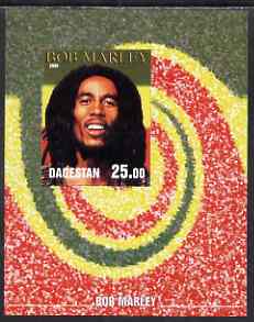 Dagestan Republic 2000 Bob Marley rouletted souvenir sheet unmounted mint, stamps on music, stamps on pops, stamps on personalities, stamps on rock, stamps on 