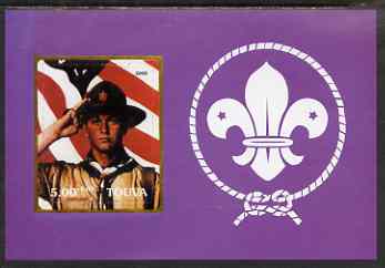 Touva 2000 Scouts (saluting with flag by Norman Rockwell) rouletted m/sheet unmounted mint, stamps on scouts, stamps on flags, stamps on arts, stamps on rockwell