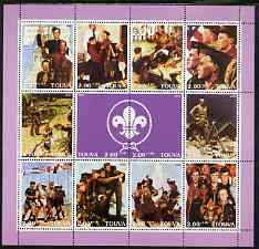 Touva 2000 Scout Paintings by Norman Rockwell perf sheetlet containing 12 values unmounted mint, stamps on scouts, stamps on flags, stamps on arts, stamps on rockwell