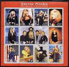 Touva 2002 Stevie Nicks, the Queen of Rock 'n' Roll perf sheetlet containing 12 values unmounted mint, stamps on music, stamps on personalities, stamps on entertainments, stamps on rock, stamps on women