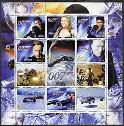 Touva 2003 James Bond - Die Another Day perf sheetlet containing 12 values unmounted mint, stamps on entertainments, stamps on films, stamps on cinema, stamps on  spy , stamps on movies, stamps on 
