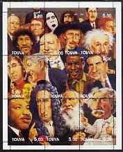 Touva 2002 Personalities (Caricatures) perf sheetlet containing 9 values unmounted mint, stamps on music, stamps on personalities, stamps on entertainments, stamps on rock, stamps on einstein, stamps on americana, stamps on personalities, stamps on einstein, stamps on science, stamps on physics, stamps on nobel, stamps on maths, stamps on space, stamps on judaica, stamps on atomics
