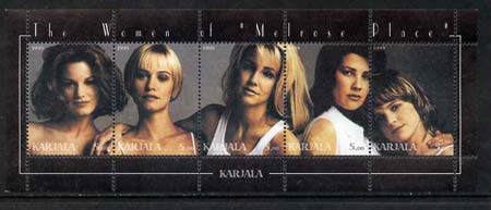 Karjala Republic 1999 The Women of Melrose Place (TV Series) perf sheetlet containing 5 values unmounted mint, stamps on entertainments, stamps on  tv , stamps on women