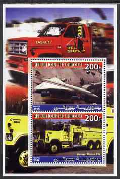 Djibouti 2006 Concorde & General Motors FT1 Fire Truck perf sheetlet containing 2 values unmounted mint, stamps on concorde, stamps on fire, stamps on trucks