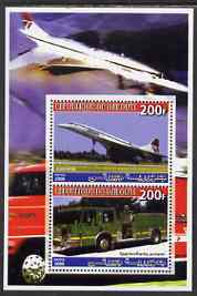 Djibouti 2006 Concorde & Spartan/Darley Pumper Fire Truck perf sheetlet containing 2 values unmounted mint, stamps on concorde, stamps on fire, stamps on trucks