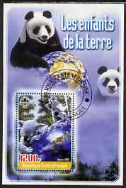 Central African Republic 2005 Young Animals of the World #1 (Bears) perf souvenir sheet containing 1 value with Scout logo, fine cto used, stamps on animals, stamps on bears, stamps on pandas, stamps on scouts, stamps on koalas