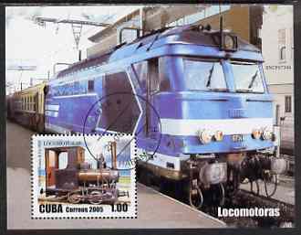 Cuba 2005 Locomotives perf m/sheet fine cto used, stamps on railways, stamps on 