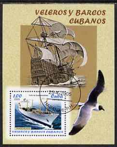 Cuba 2005 Ships - Fishing & Merchant Shipping perf m/sheet fine cto used SG MS 4842, stamps on ships, stamps on birds
