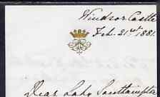 Great Britain 1881 Handwritten letter from PRINCESS BEATRICE on monogrammed note-paper sent from Windsor Castle with matching envelope (damaged where stamp has been torn ..., stamps on royalty, stamps on theatres, stamps on castles